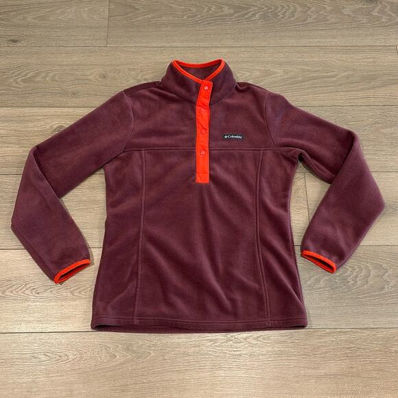 COLUMBIA Burgundy Red Benton Springs Half-Snap Pullover Fleece Sweatshirt Size S - Picture 2 of 11